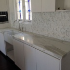 Marble side bench coated with Clearstone